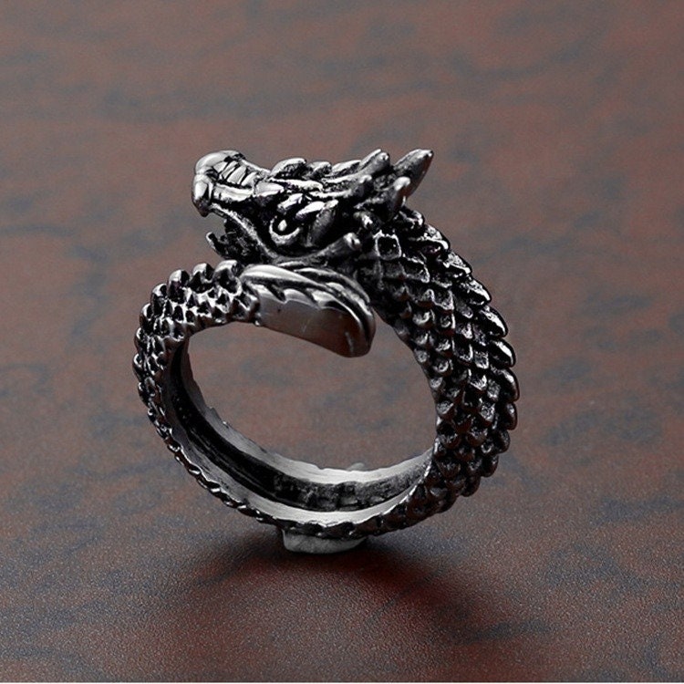DRAGON RING Vintage silver dragon Gothic Ring for Men | Etsy