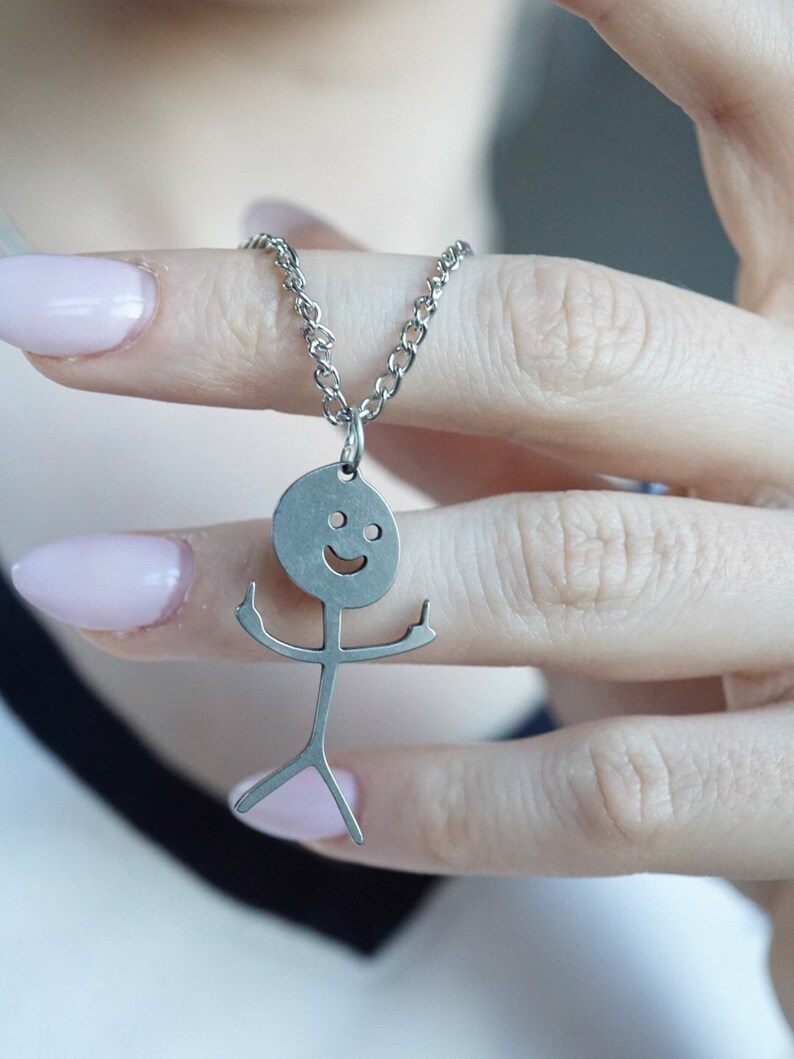 Fck You Doodle Necklace Middle Finger Pendant Fck You Etsy