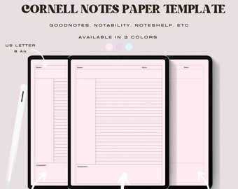 Cornell Notes Paper Template: US Letter & A4 (Digital Download)
