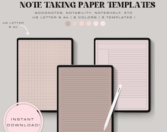 Digital Note Taking Paper: Cornell, Lined, Grid (PDF)