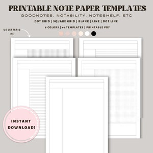 Printable Cornell Notes Bundle: Dot Grid, Line, Blank (PDF Download)