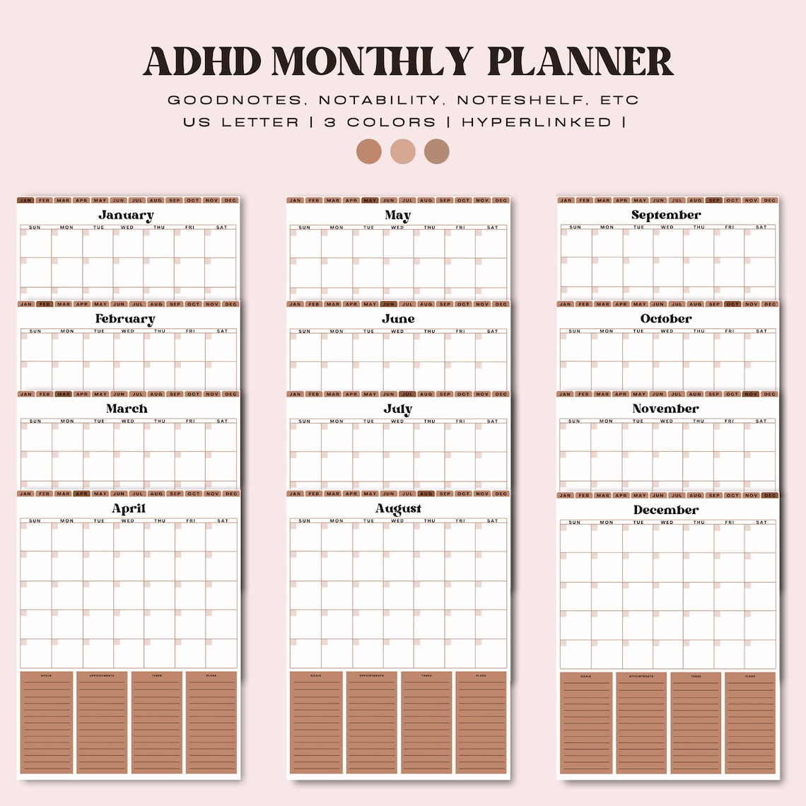 Digital ADHD Monthly Planner | ADHD Planner Printable Template ...