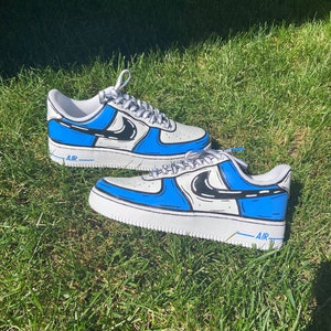 Uni Blue Cartoon Custom Air Force Ones