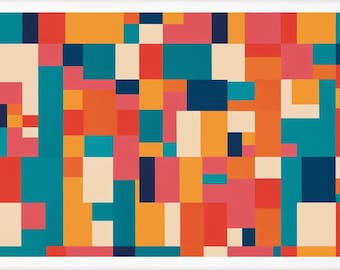 Vibrant Abstract Geometric Digital Art Print instant download - Modern Color Block Wall Art Download, printable