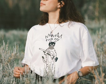 Guerrilla Cat T-shirt: Handmade Comfort Colors Cotton Tee