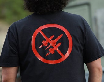 Stop war/ No Missiles Graphic Tshirt , Peace Symbol - Unisex