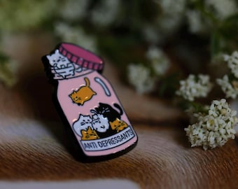 Cats antidepressant/ cats enamel pin/ medicine analgesic kitty.