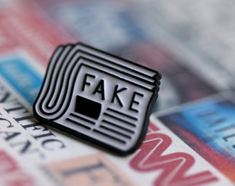 Fake Enamel Pin, / media humor brooch gift for journalists.