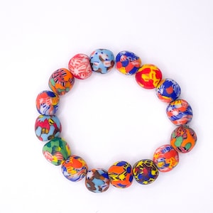 Krobo Glass Beaded Bracelet, Beaded Stretch Bracelet, Gift for her