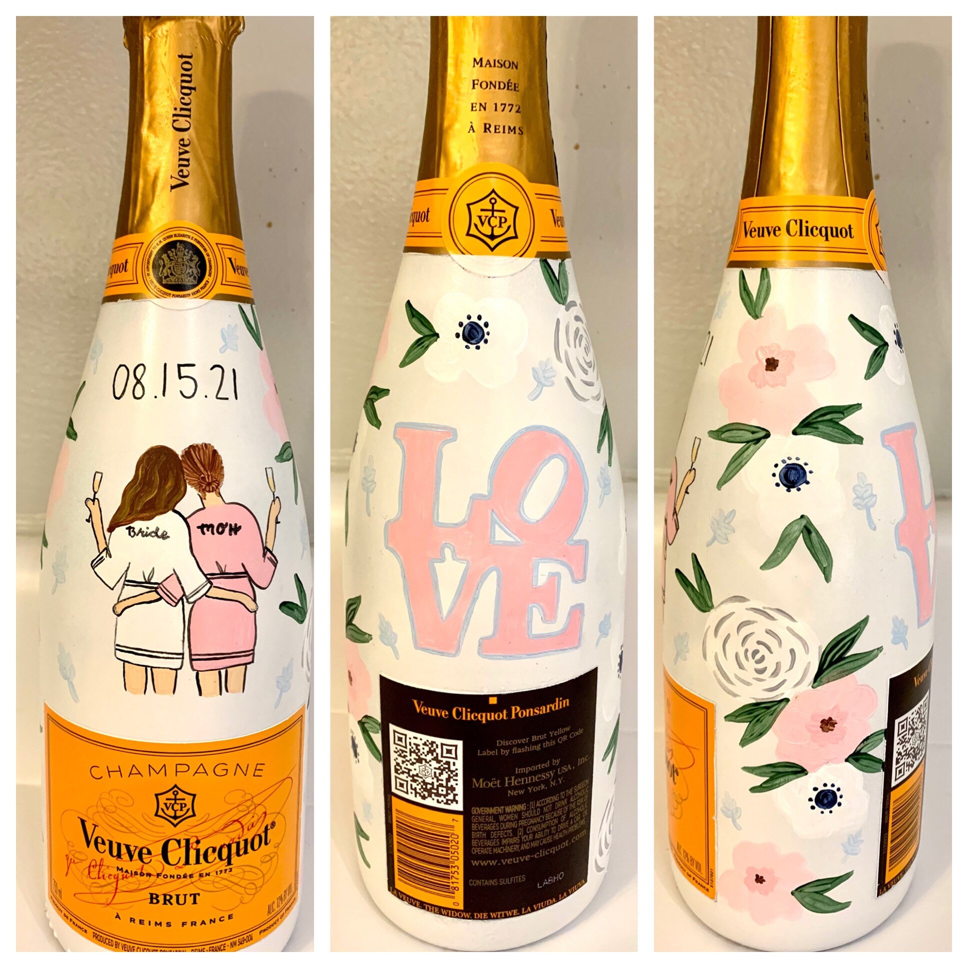 Personalized painted champagne bottlecustom celebratory Etsy