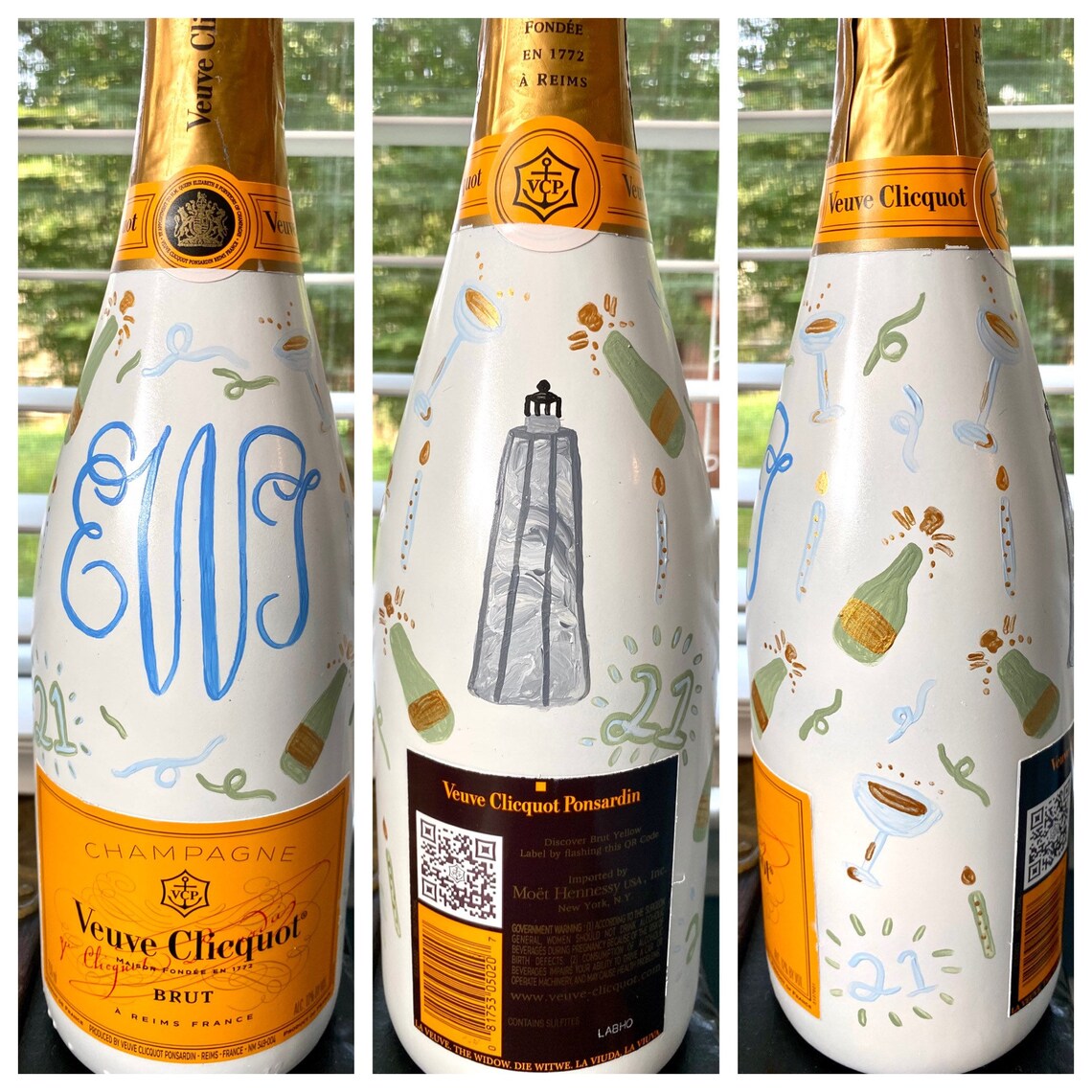 Personalized painted champagne bottlecustom celebratory Etsy