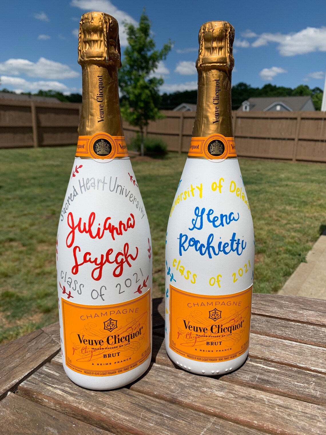 Personalized painted champagne bottlecustom celebratory Etsy