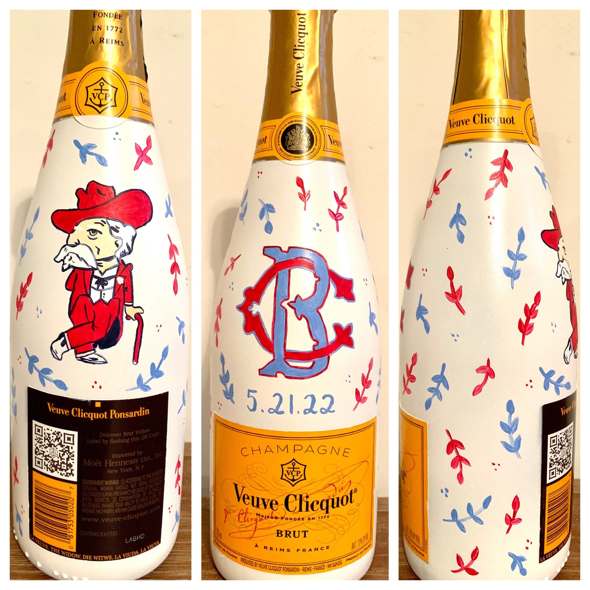 Personalized painted champagne bottleCustom celebratory Etsy