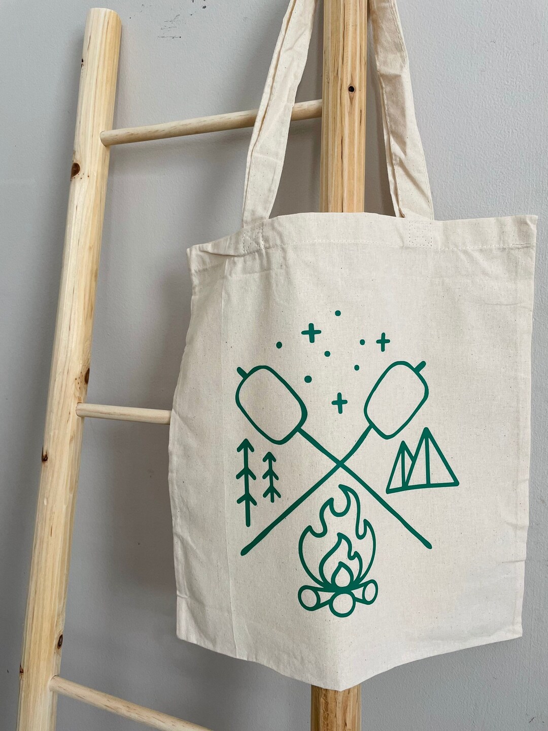 Camp Canvas Bag Market Tote Camping Design, I Love Camping, Bag for