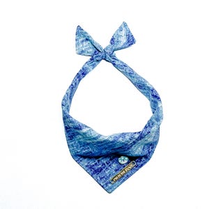 Slub Denim Bandana // Heavyduty Fabric // Blue Abstract // Dog Bandana Scarf and Scrunchie