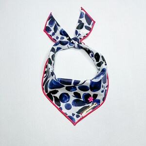Summer Dog Bandana // Navy Blue, Pink, White // Flowers // Fruit, Floral, Foliage // Cotton Dog Bandana Scarf & Scrunchie