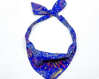 Fireworks Dog Bandana // Red, White, Blue // 4th of July, Independence Day // SUMMER // Dog Bandana Scarf