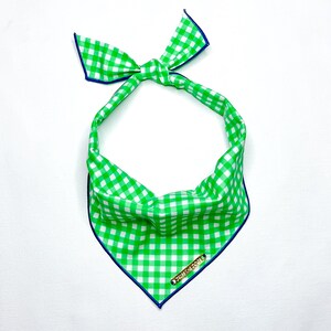 Green Gingham Dog Bandana // Arsenic Green, Blue, White // Checks, Plaid // Dog Bandana Scarf & Scrunchie