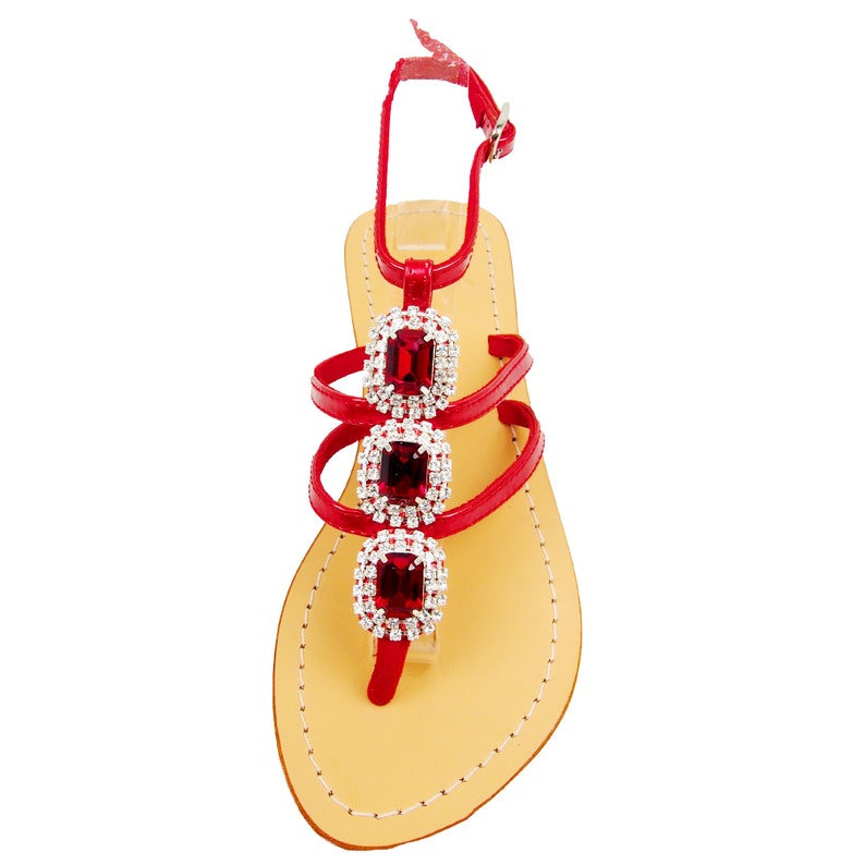Red Sandals, Leather Sandals, Wedding Sandals, Gladiator Sandals, Flat ...