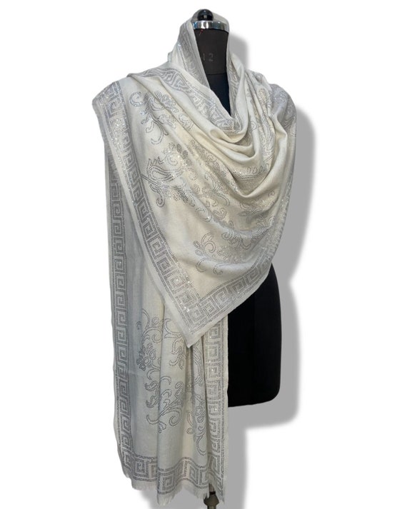 Wedding Shawl Silver Pashmina Wrap Pashmina Shawl, Cashmere Shawl
