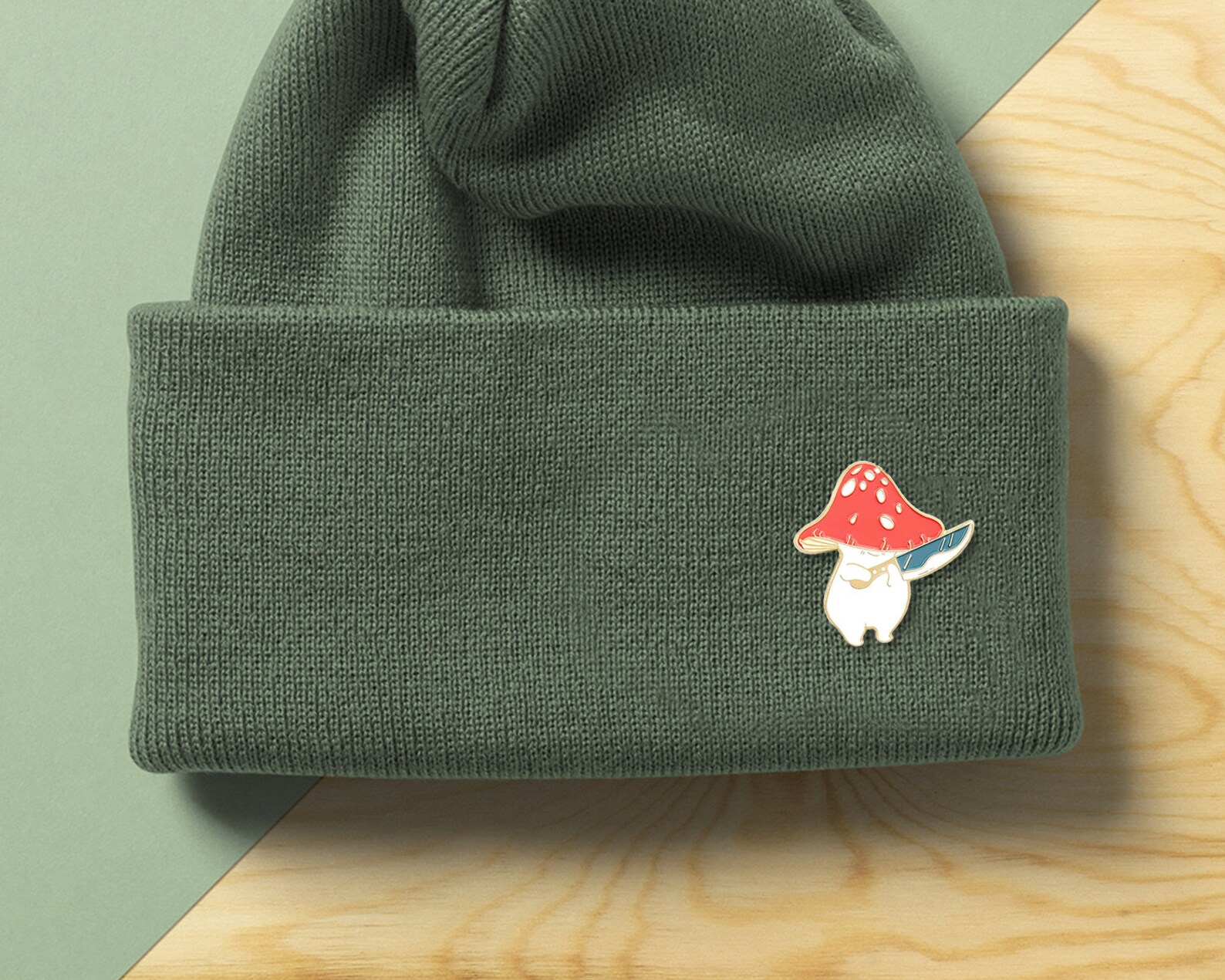 Mushroom With Knife Enamel Pin Cartoon Cute Mushroom Pin Etsy