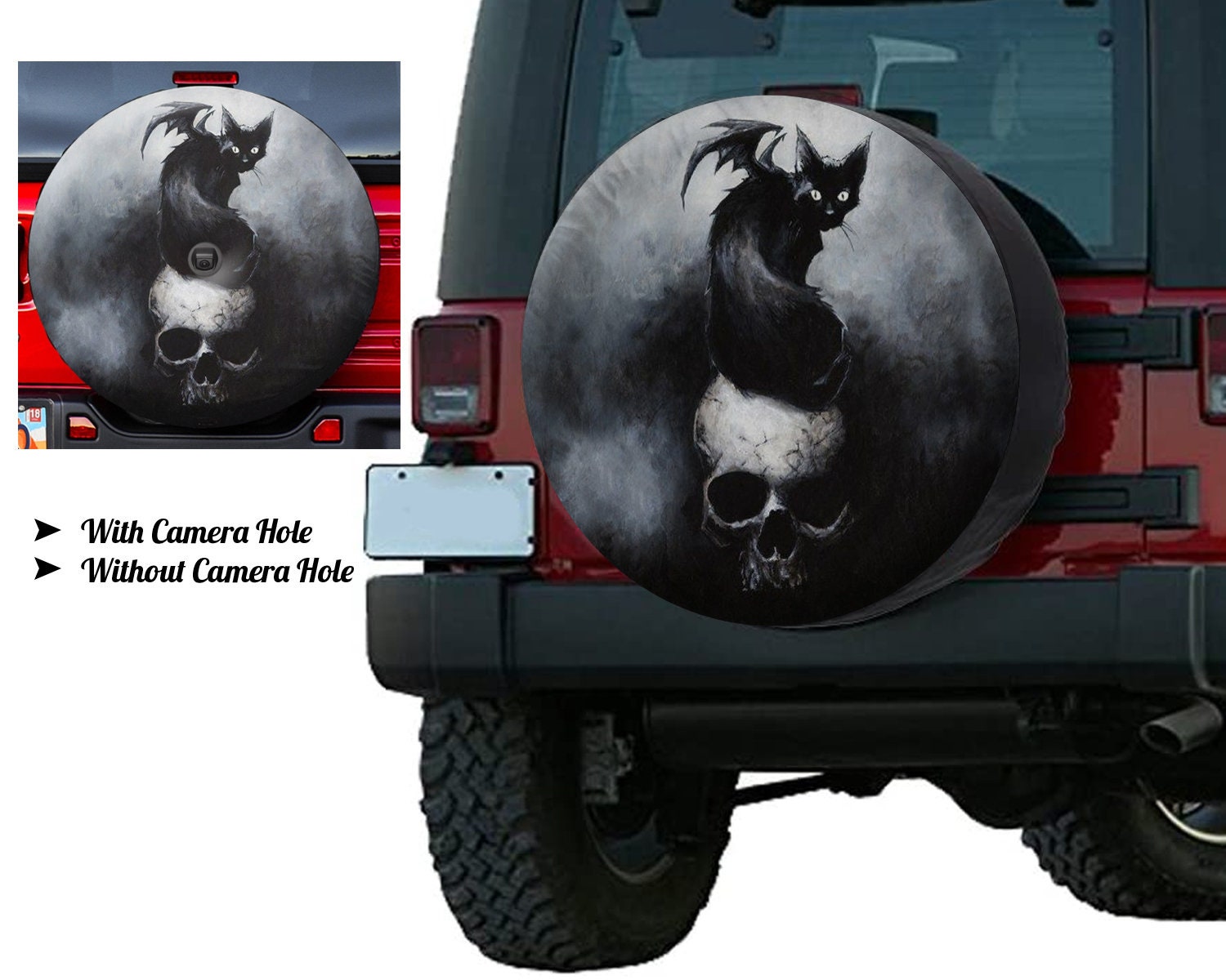 Discover Black Cat Halloween Spare Tire Cover, Halloween Tire Cover