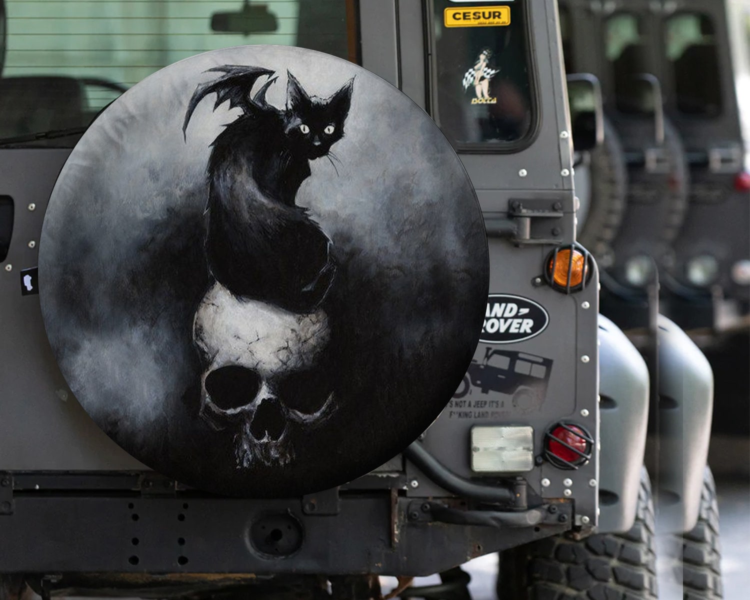 Discover Black Cat Halloween Spare Tire Cover, Halloween Tire Cover