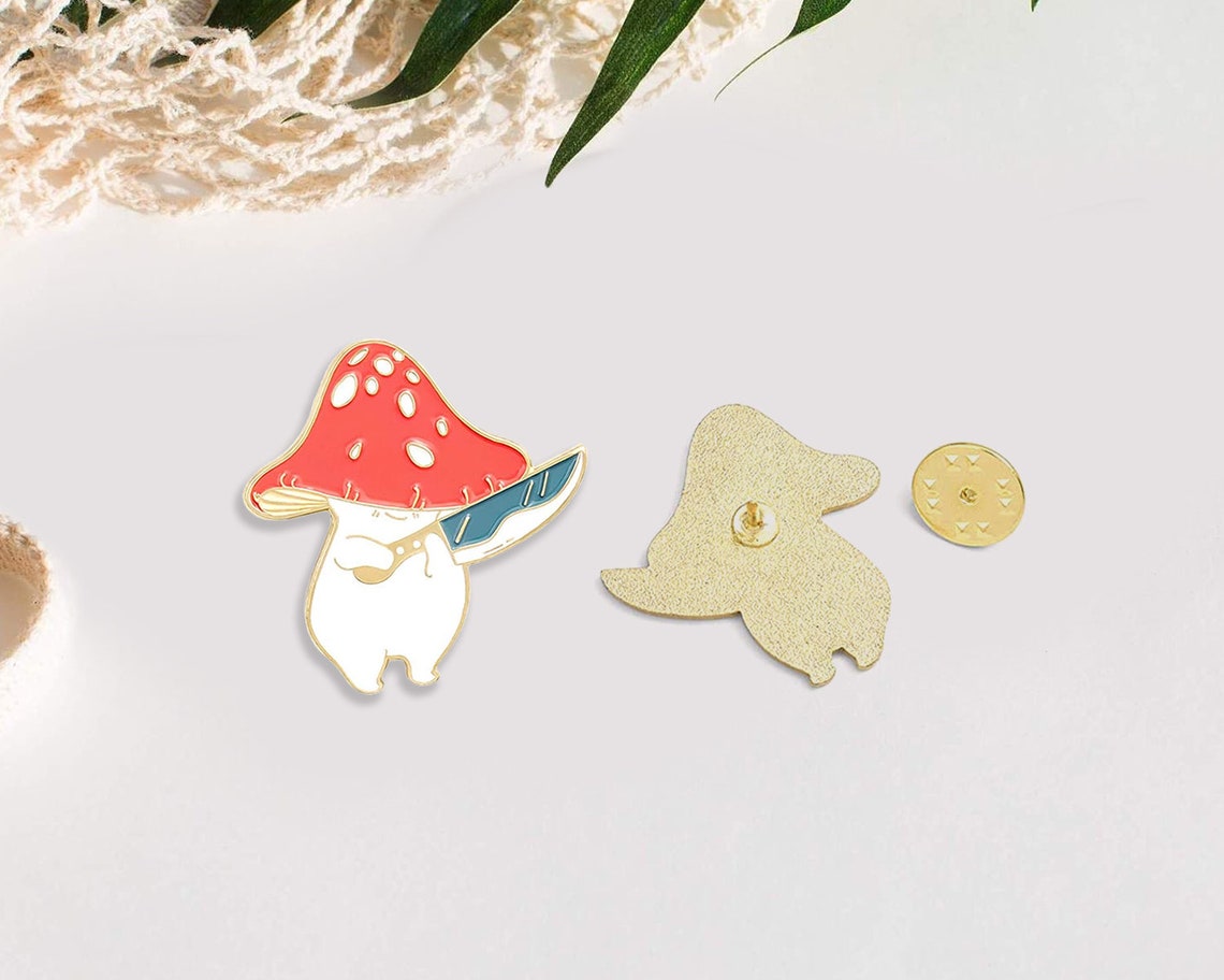 Mushroom With Knife Enamel Pin Cartoon Cute Mushroom Pin Etsy