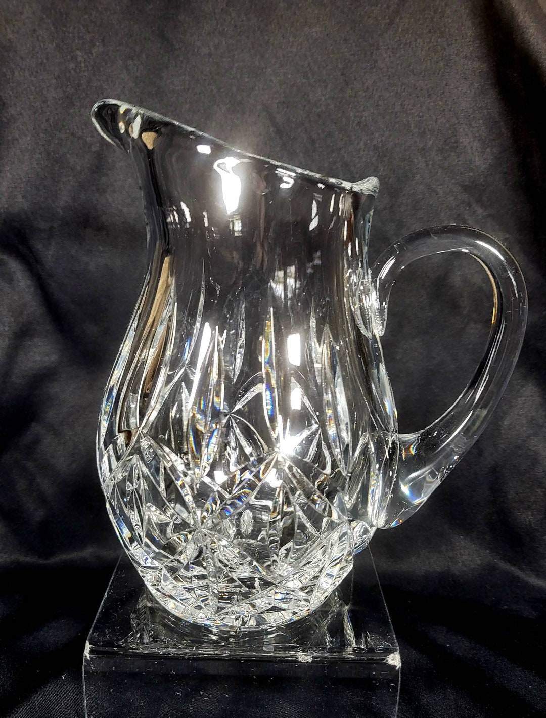 Vintage Block Crystal Pitcher Etsy