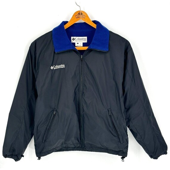 90’s Columbia vintage nylon jacket Vintage 90's Columbia Black Nylon With Blue Fleece Lining
