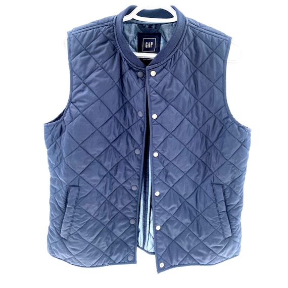 Vintage GAP Dark Navy Blue Quilted Cotton Blend Buttons Pockets Vest Womens Sz L Etsy Australia