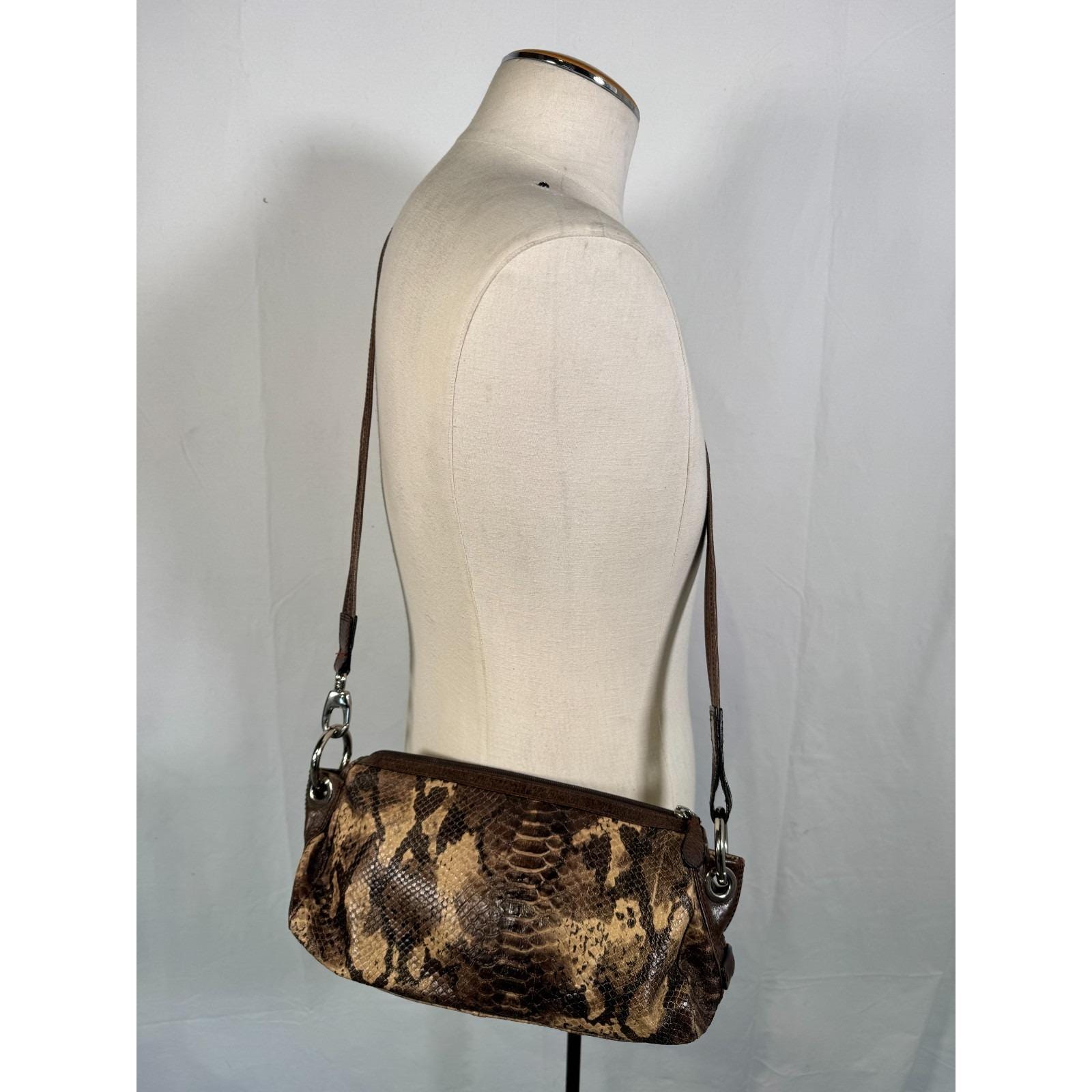 Vintage 90s Y2K Python Snakeskin Embossed Print Leather Shoulder 