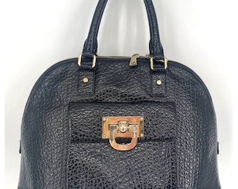 DKNY Leather handbag Archive y2k グランジ ❤️SOLD 💎Vintage Y2K DKNY Brown Leather & Canvas Shoulder Bag 75€