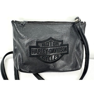Vintage 90s Harley-davidson USA Black Leather Embroidered 