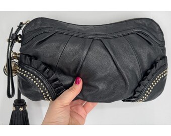 Vintage 90s GUESS by Marciano Black Leather Studded Clutch