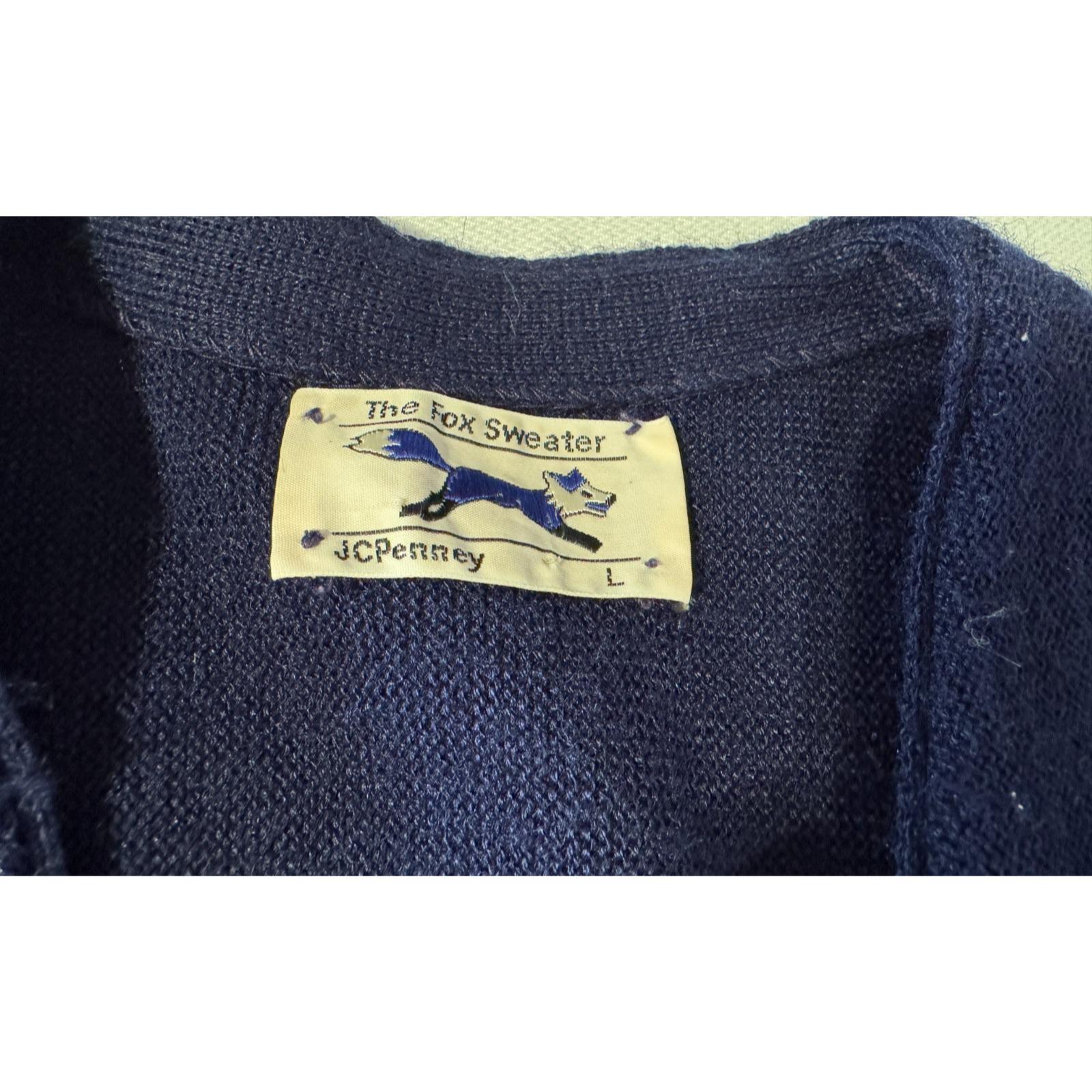 Vintage JC Penney Knit Cardigan: the Fox Navy Blue Sweater, Made