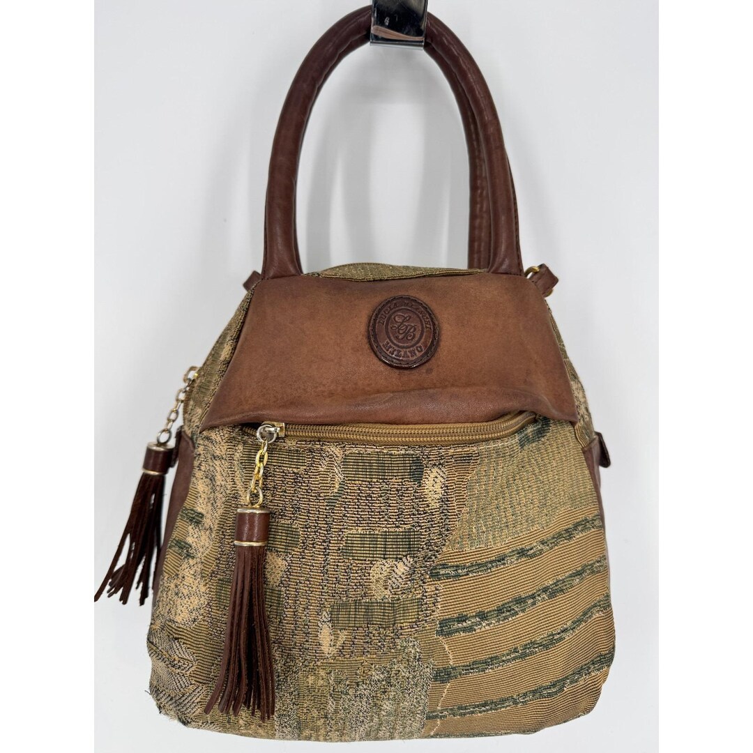 【美品のみ】 旧裏 まとめ売り Only beautiful items Vintage 80s Lucia Bianchi Tapestry Dome Bag Brown Leather Trim