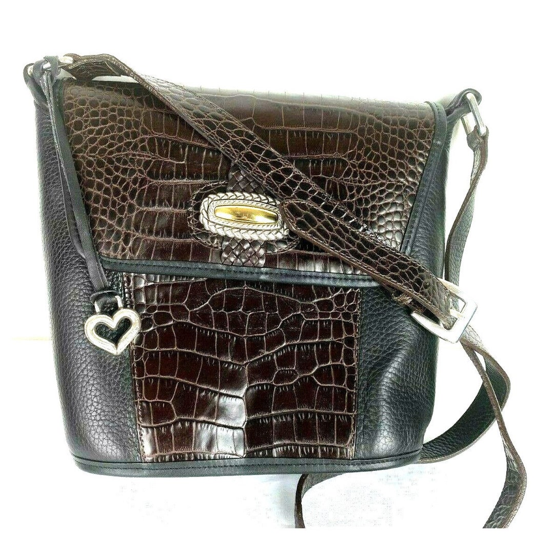 Vintage BRIGHTON USA Croc Emboss Leather Bucket Hobo Shoulder Etsy