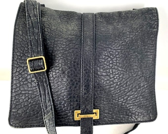 Vintage Fossil 1954 Lujoso bolso bandolera de cuero negro guijarro bolso bolso