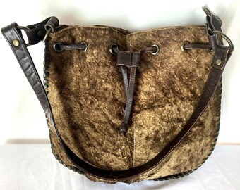 Vintage des années 70 en cuir de vachette brun selle chasseurs Hobo sac sac à main sac à main personnalisé