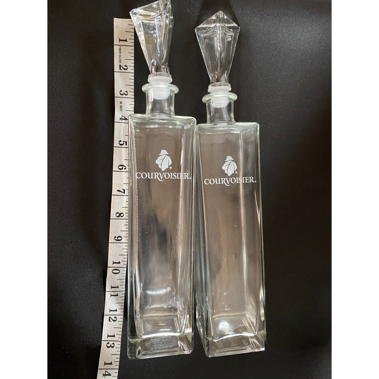 Vintage Set of 2 Courvoisier Cognac France Large Crystal Decanter Empty