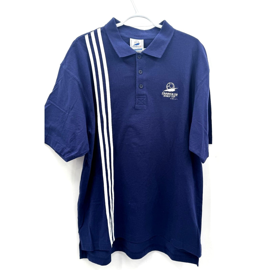Vintage 1994 Adidas FRANCE 1998 World Cup Soccer Blue Cotton Polo