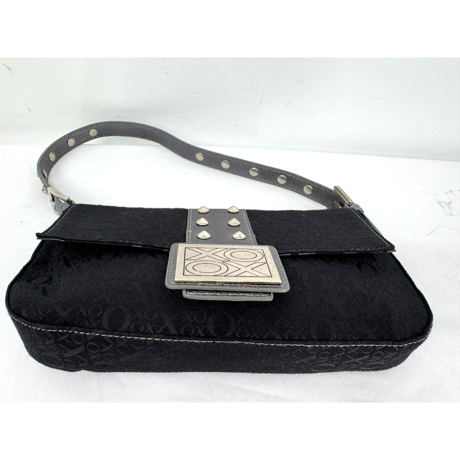 Vintage 90s Y2K XOXO Black Logo Canvas Leather Trim Shoulder
