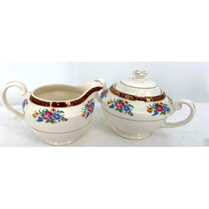 Vintage Swinnertons Staffordshire England Tudor Rose Sugar Bowl and Creamer Set