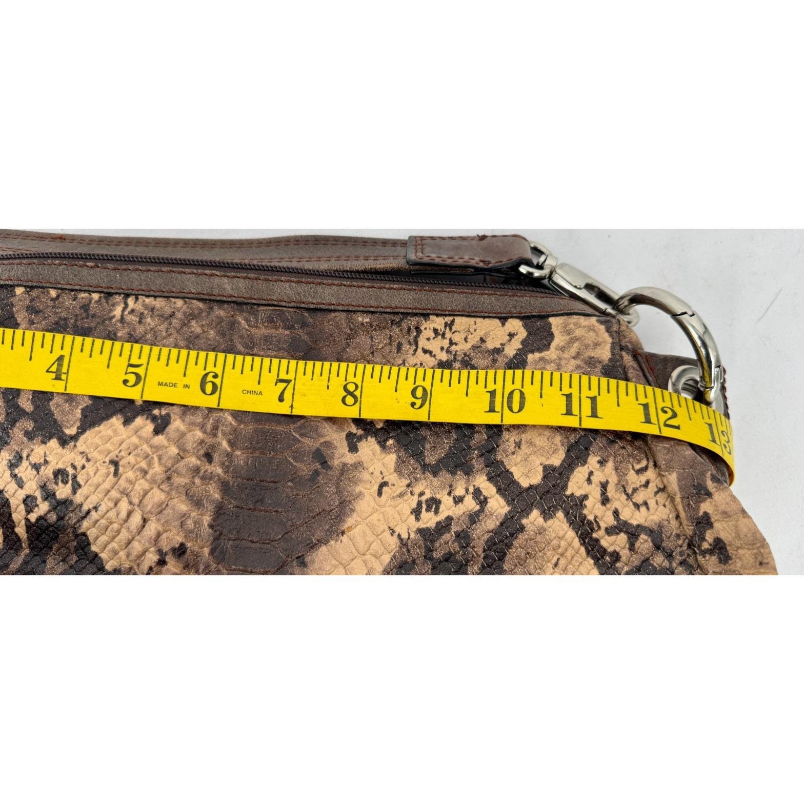 Vintage 90s Y2K Python Snakeskin Embossed Print Leather Shoulder
