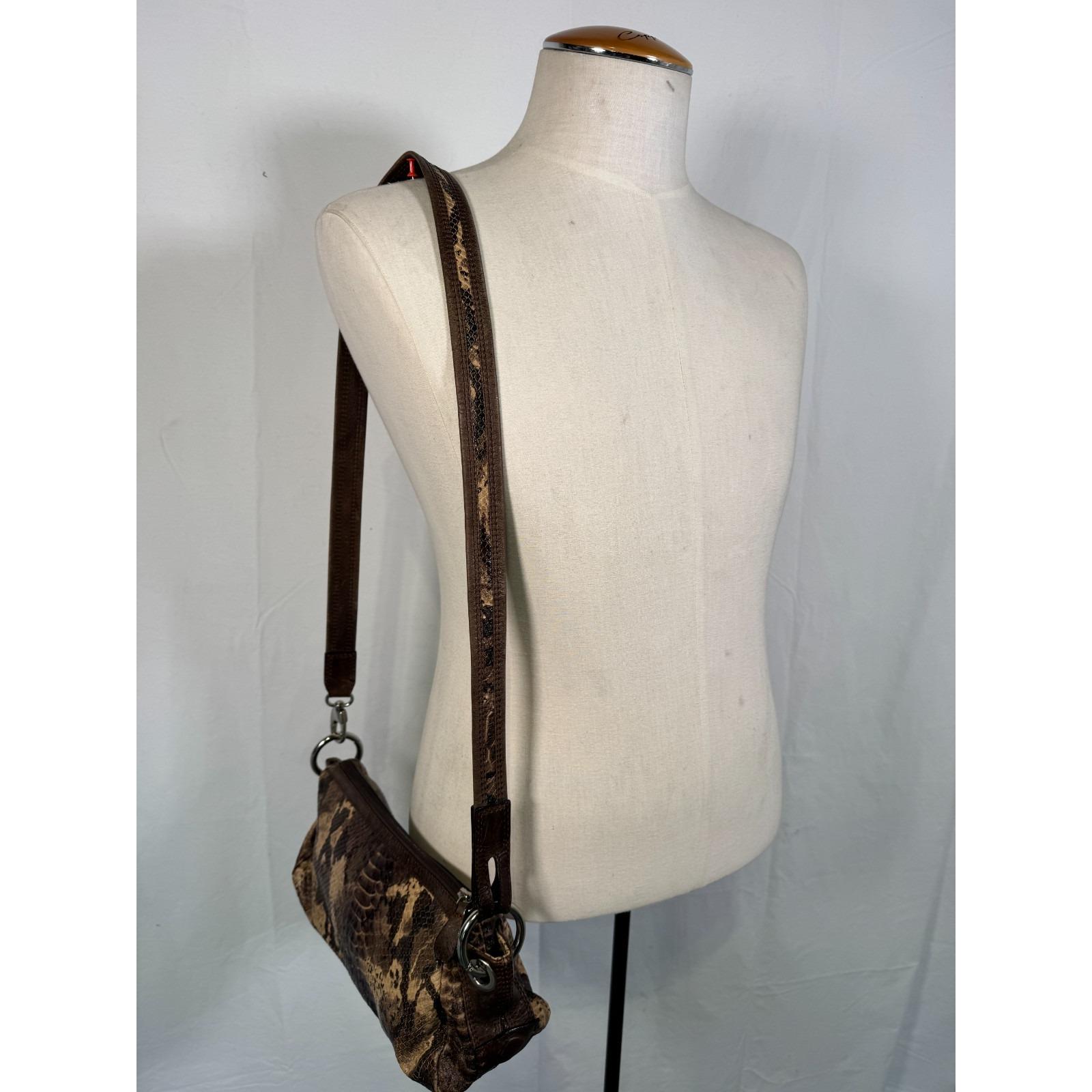 Vintage 90s Y2K Python Snakeskin Embossed Print Leather Shoulder 