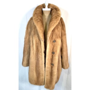 Vintage Luxurious Honey Brown Genuine Soft Mink Fur Swing Coat Jacket Women's Sz L/Sz XL Made in USA