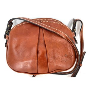 Vintage Patricia Nash Cognac Brown Italian Luxury Leather Crossbody Shoulder Bag Purse