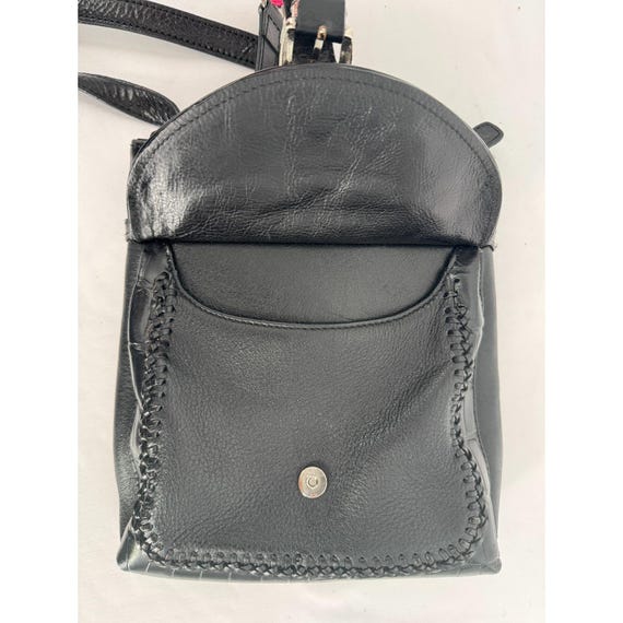 Vintage Maggib Black Pebbled Leather Crossbody Bag: Croc  display picture 1