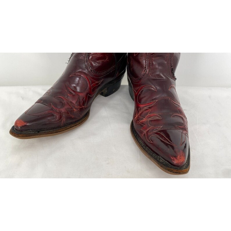 Vintage Texas Boot Co Oxblood Dark Red Luxury Leather Men's Cowboy Boots Sz 8 Made in the USA image 2